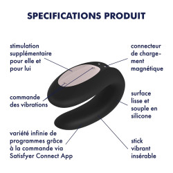 Satisfyer Stimulateur connecté Double Joy Satisfyer Noir